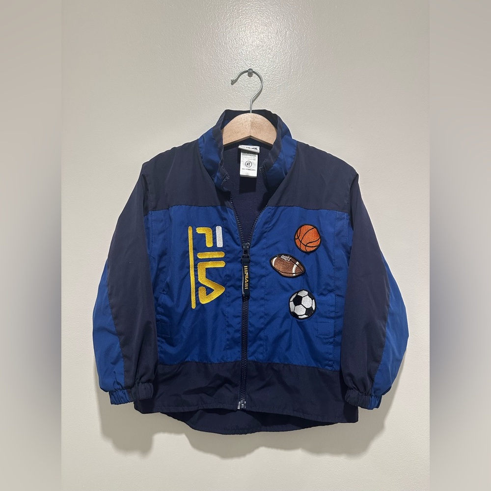 ❌SOLD❌FILA Boys Vintage Blue Windbreaker Sports Balls Appliqués Toddler Size 4T